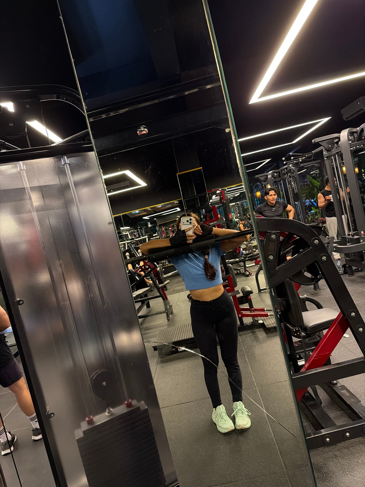 Gym workout session documented in Denpasar, Indonesia