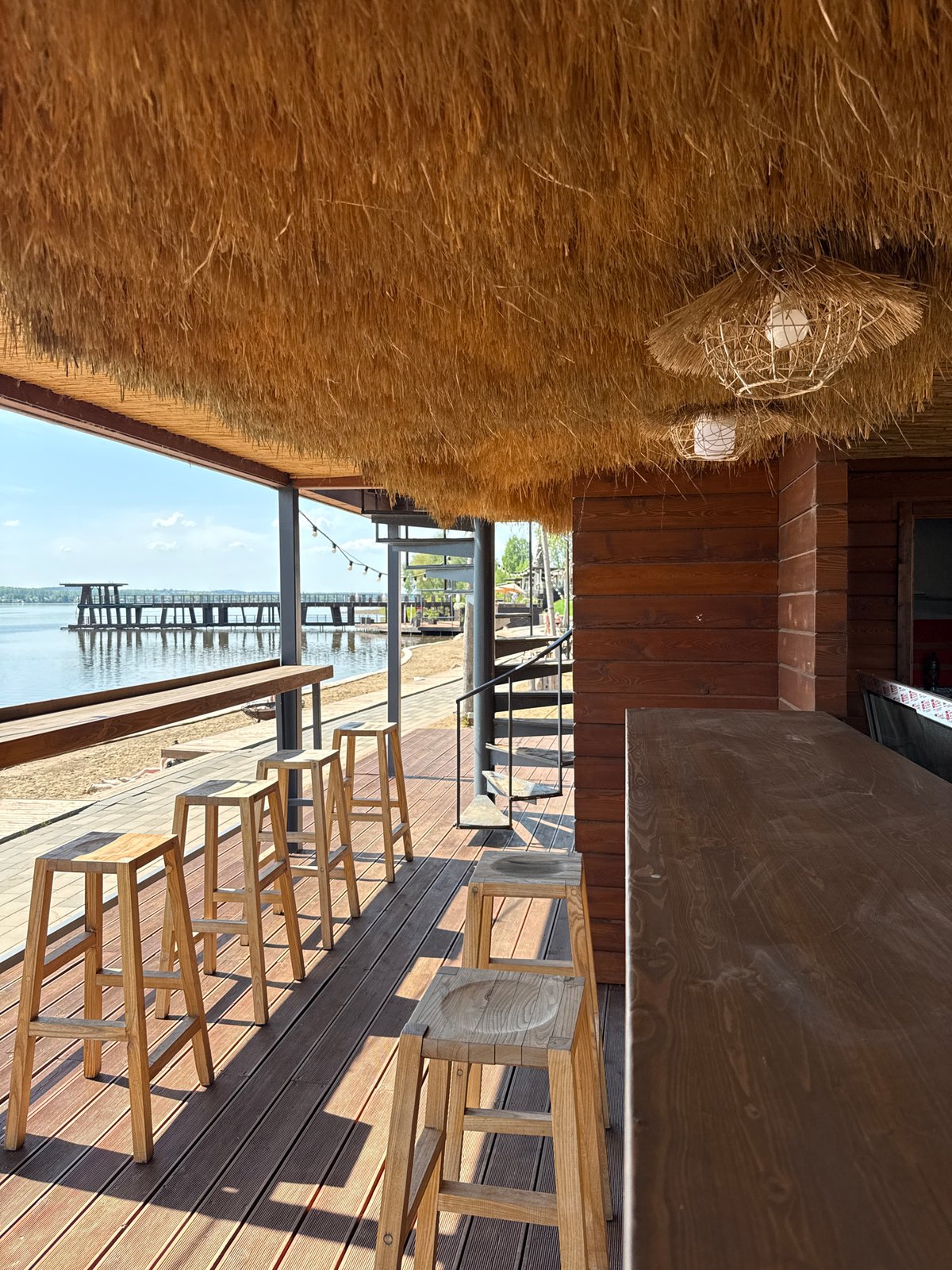 Waterfront recreational complex documented in Votkinsk, Russia morning hours