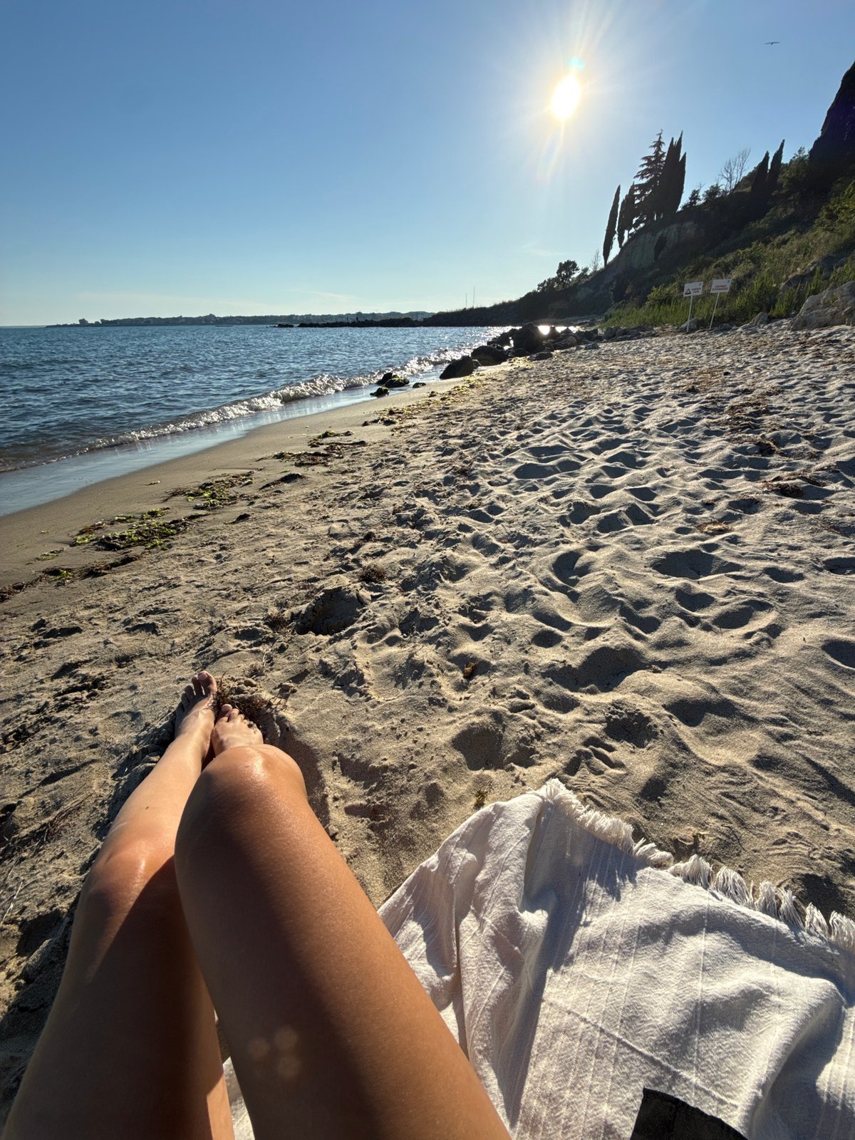 Sunny afternoon beach visit documented in Nesebar, Bulgaria