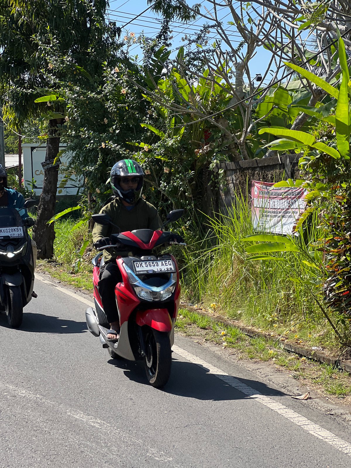 Scooter traffic on Ubud roads captured from multiple angles