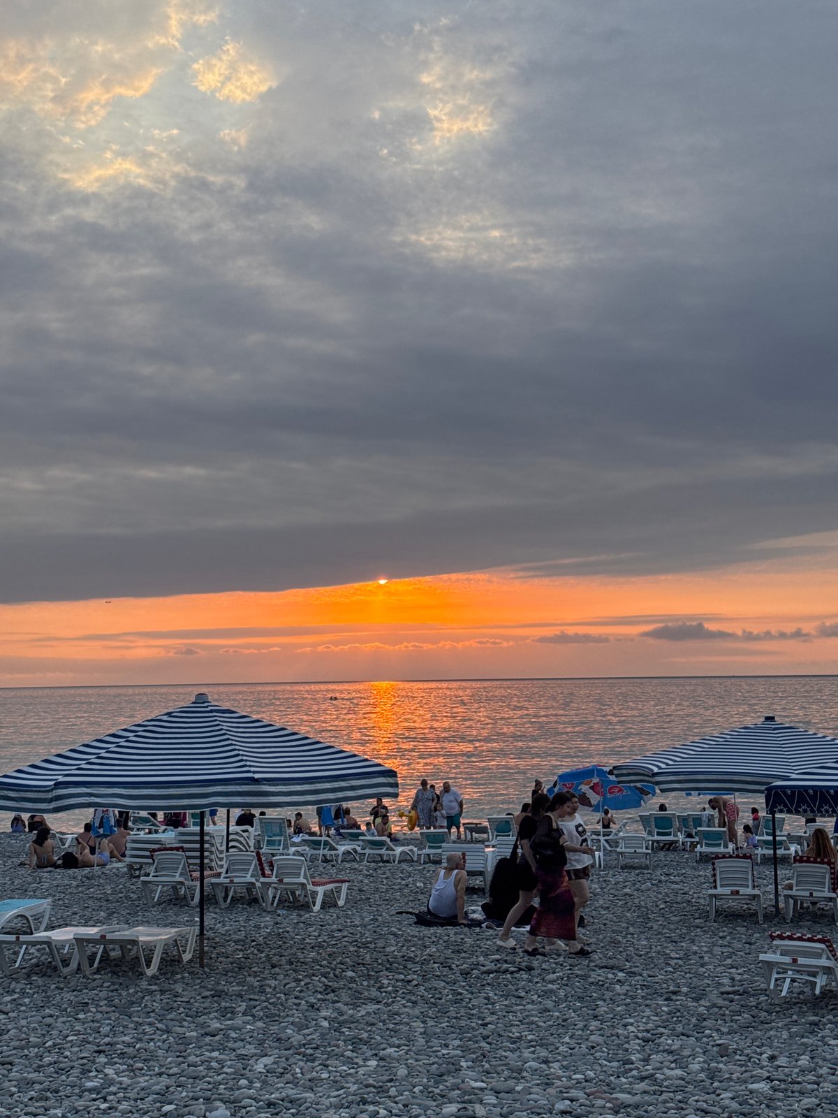 Sunset hour on the Batumi Black Sea shore