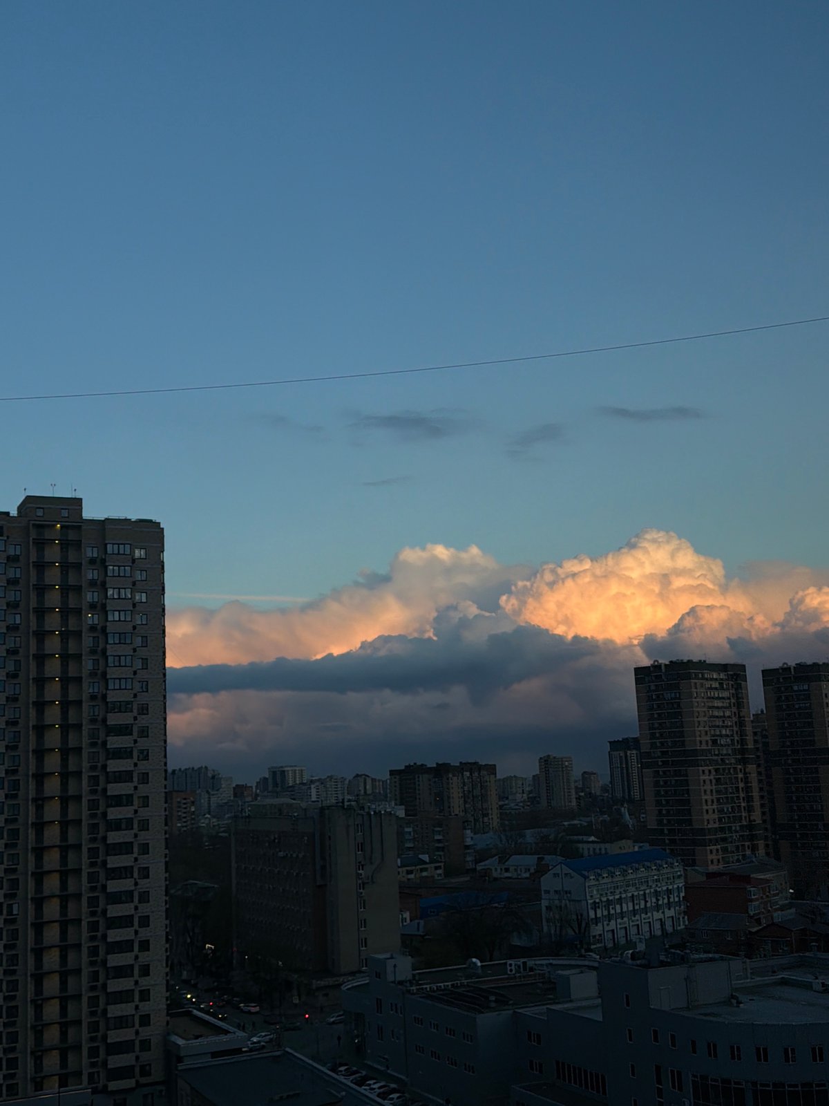 Dramatic clouds observed over Rostov-on-Don cityscape