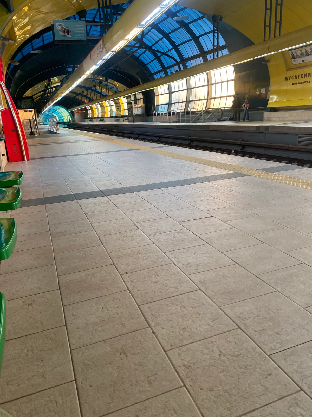 Metro station interior photographed in Sofia, Bulgaria