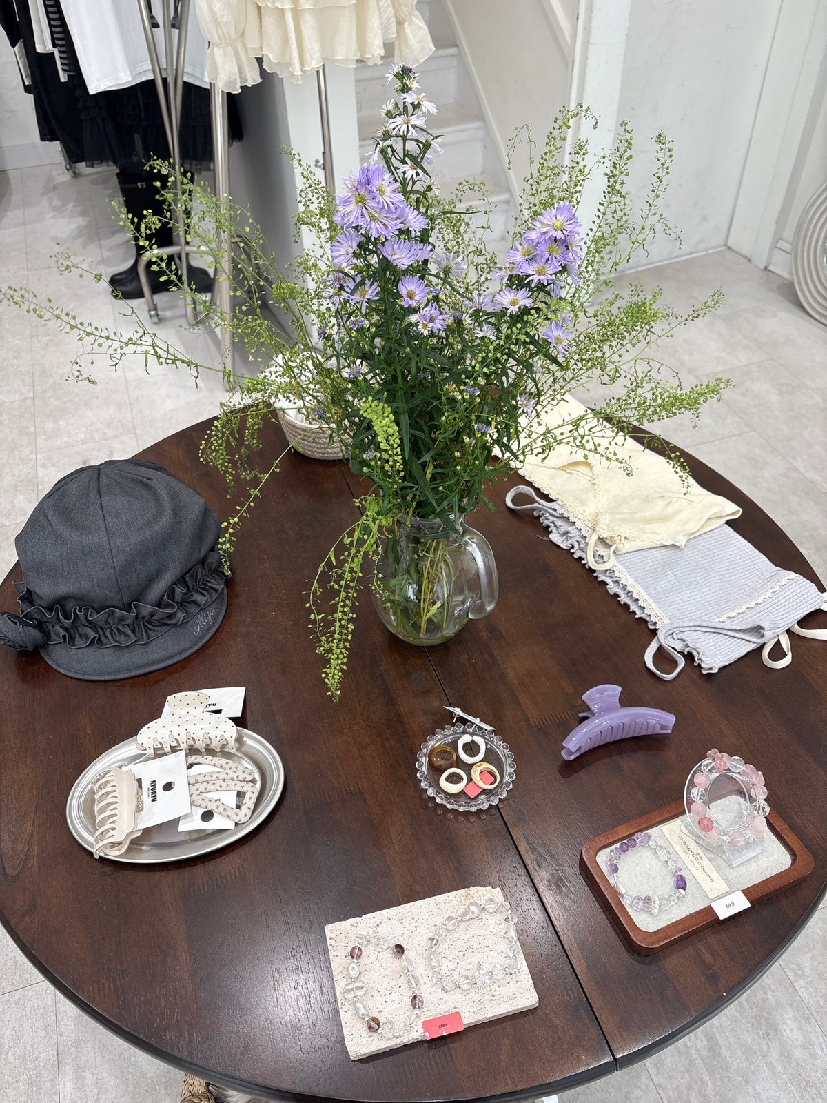 Boutique display table photographed in central London
