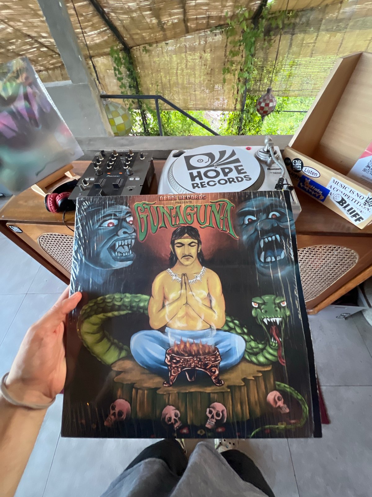 Vinyl records and dining captured at North Kuta music venue