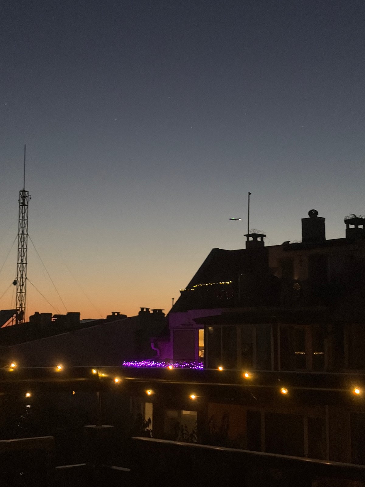 Warm twilight gradient fades over Burgas looking west