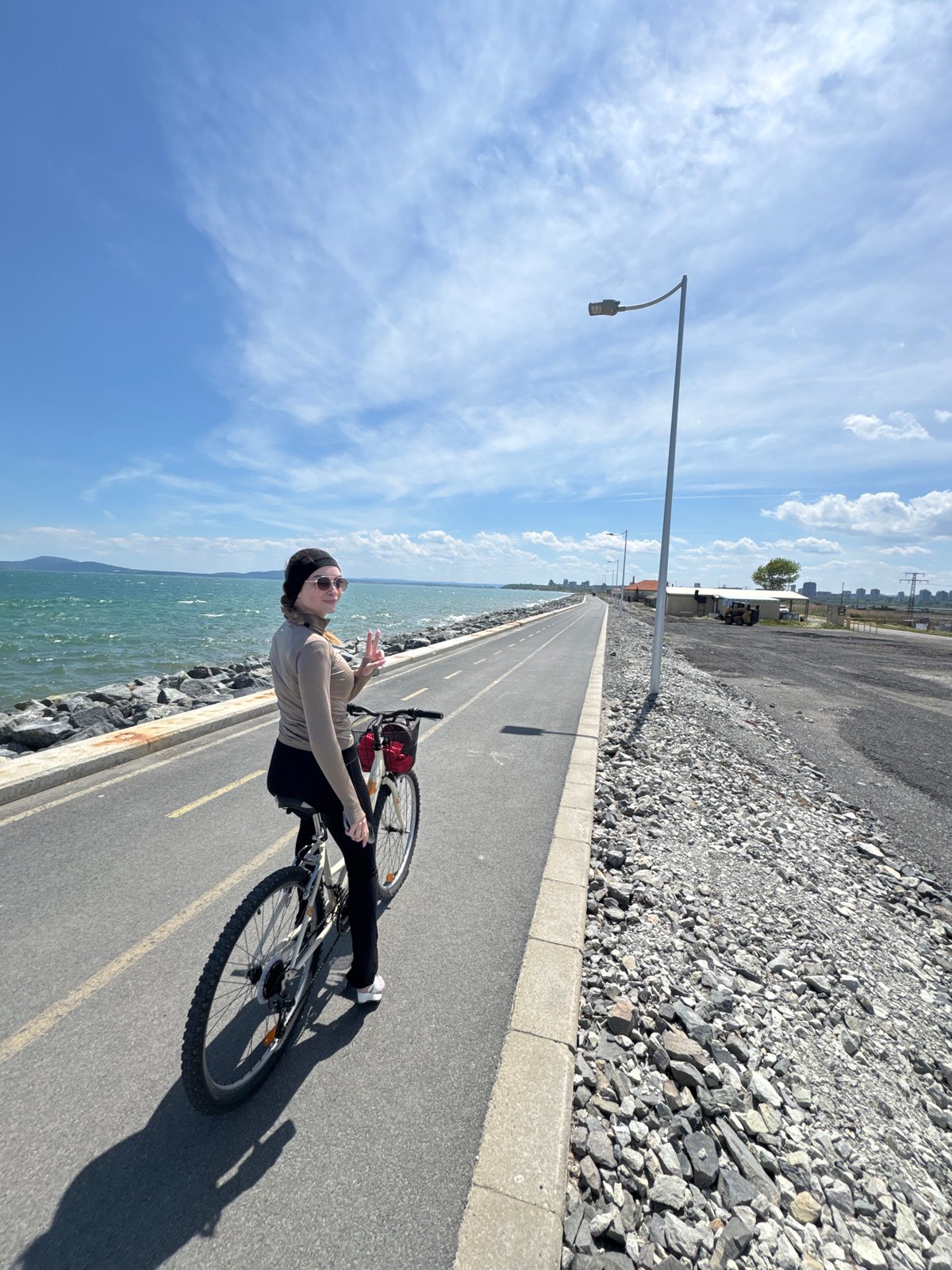 Cyclist observed on seaside path in Burgas, Bulgaria