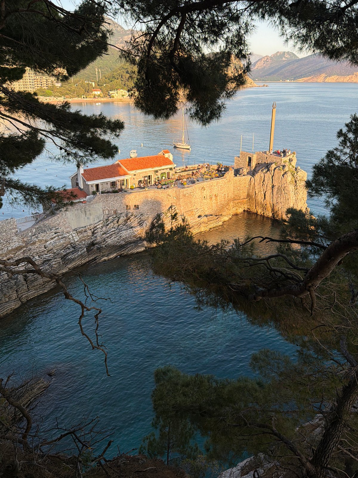 Golden hour coastal scene photographed in Petrovac na Moru