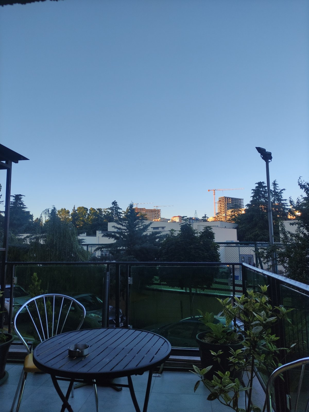 Balcony view captured overlooking developing Tbilisi cityscape