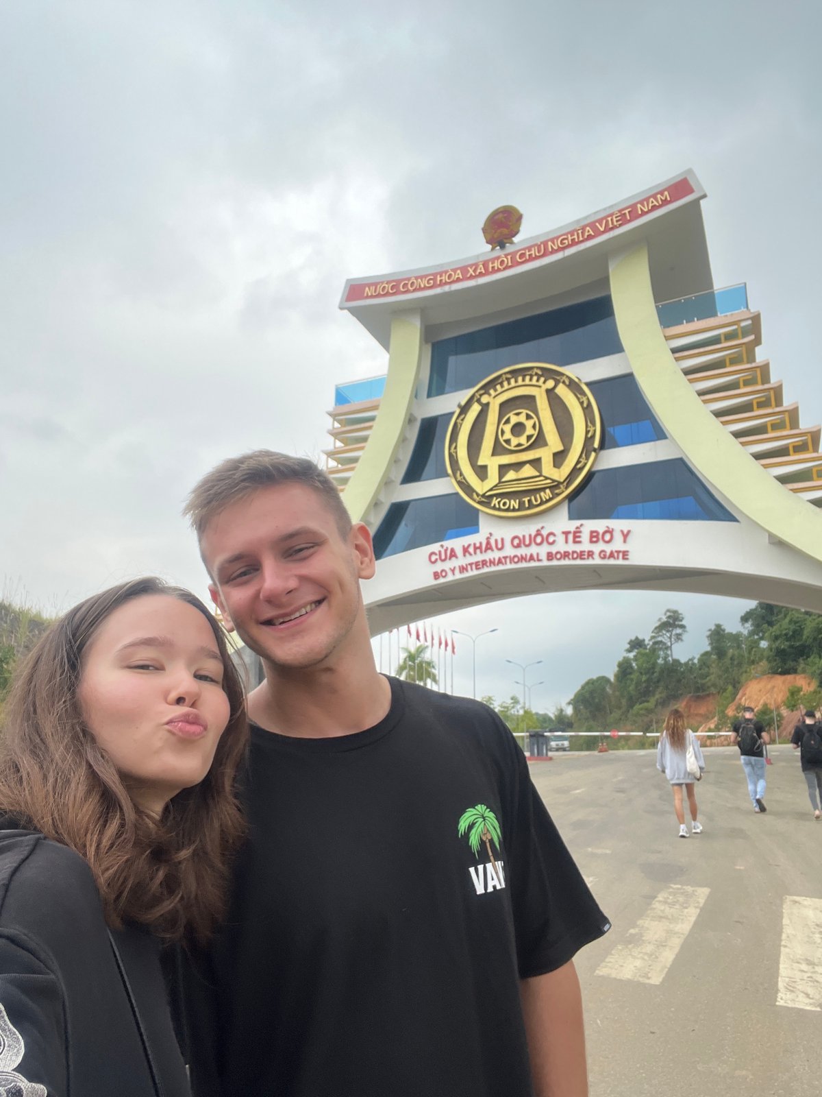 Couple photographed at Vietnam's Bo Y International Border Gate