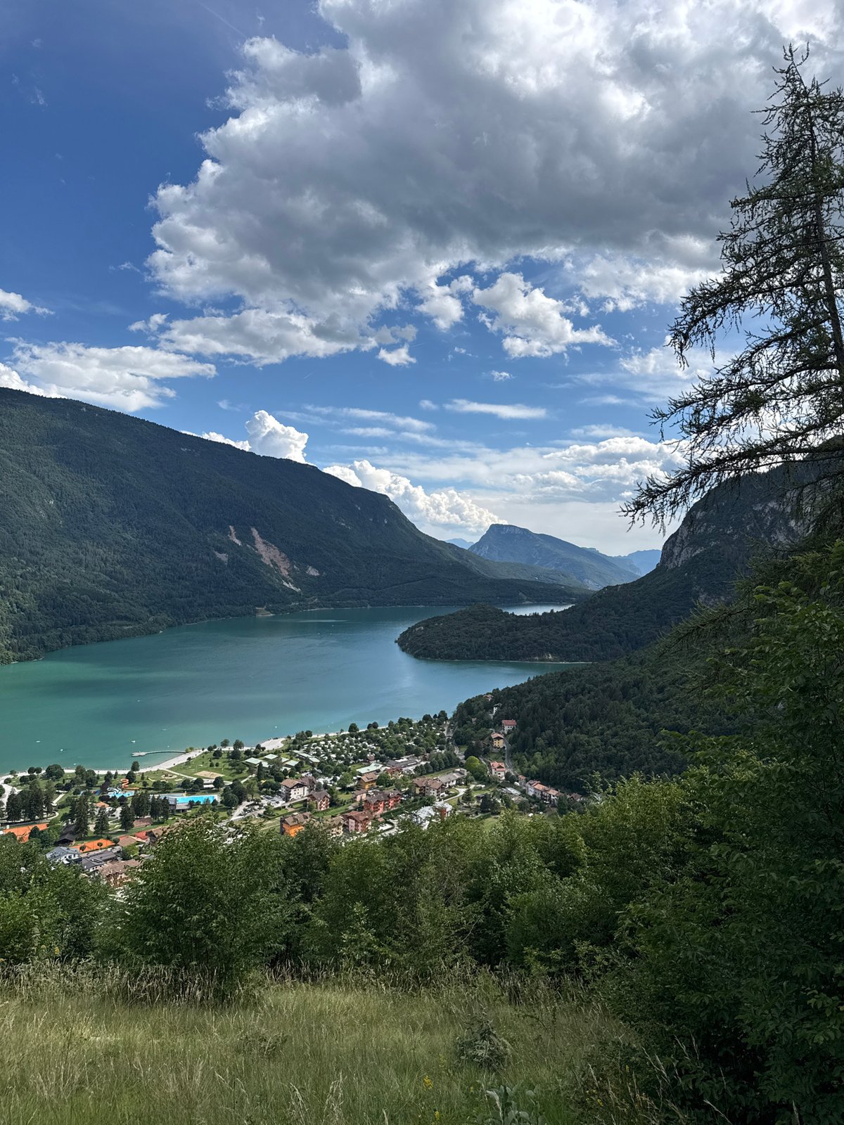 Hiking above Lake Molveno, cable cars and alpine views