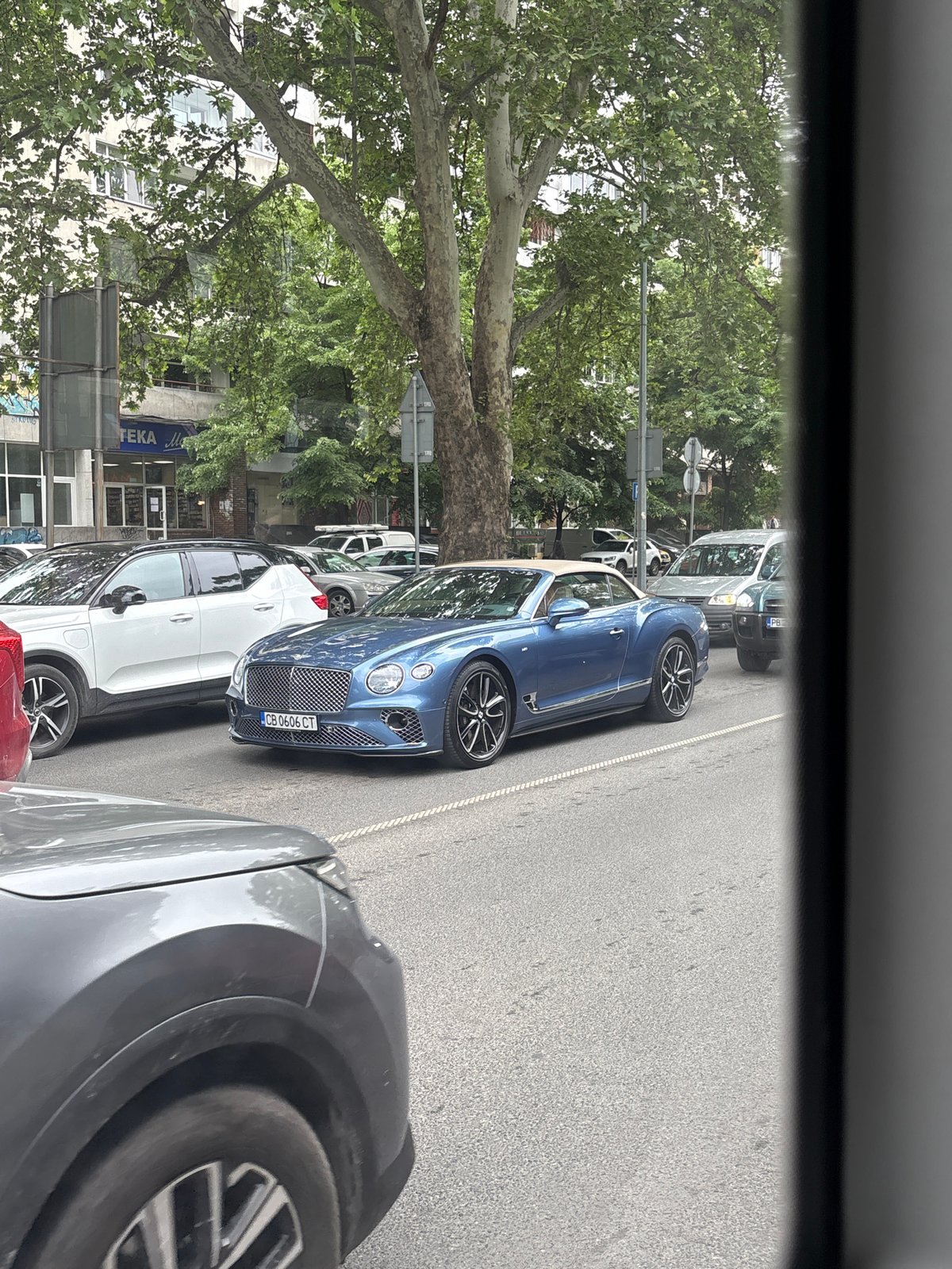 Blue Bentley convertible spotted parked on Plovdiv street