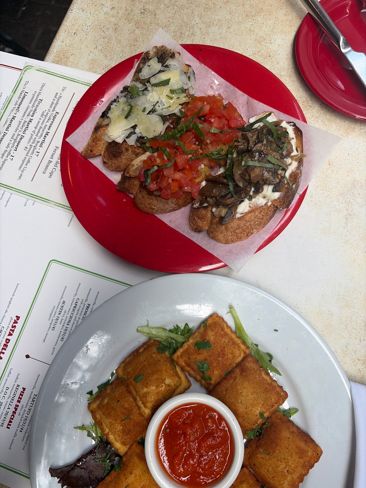 Evening dining experience documented at Austin Italian restaurant