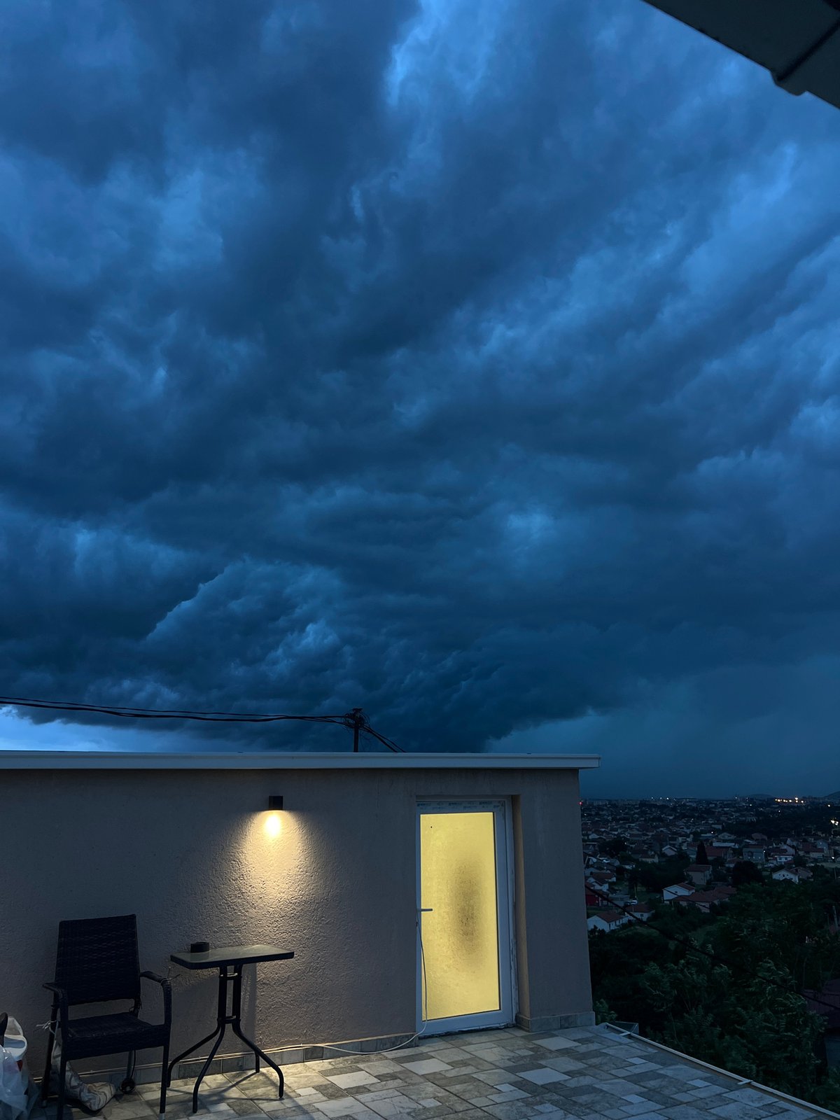 Storm clouds gather over Podgorica Montenegro evening sky