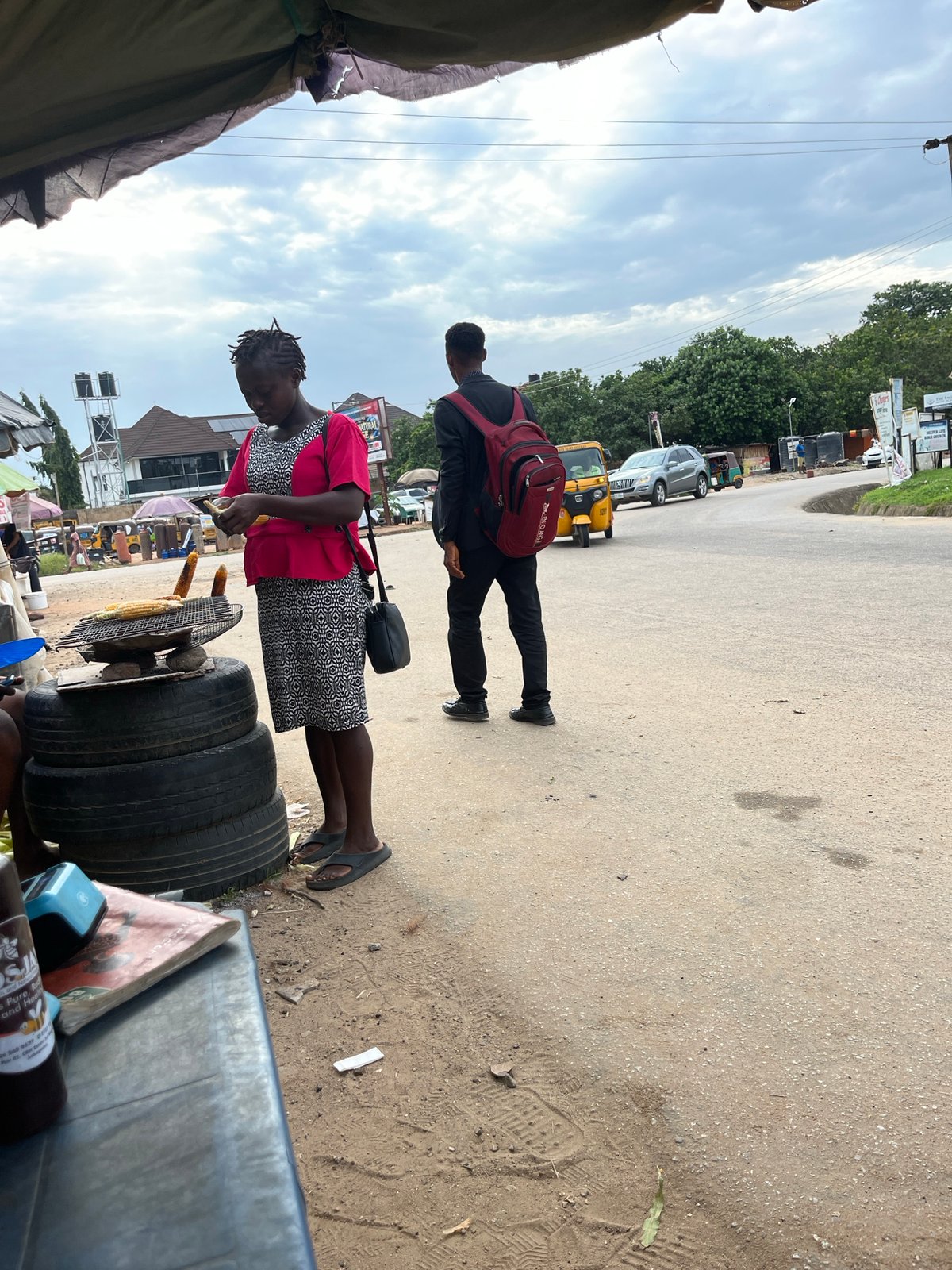 Afternoon street market activity in Abuja, Nigeria