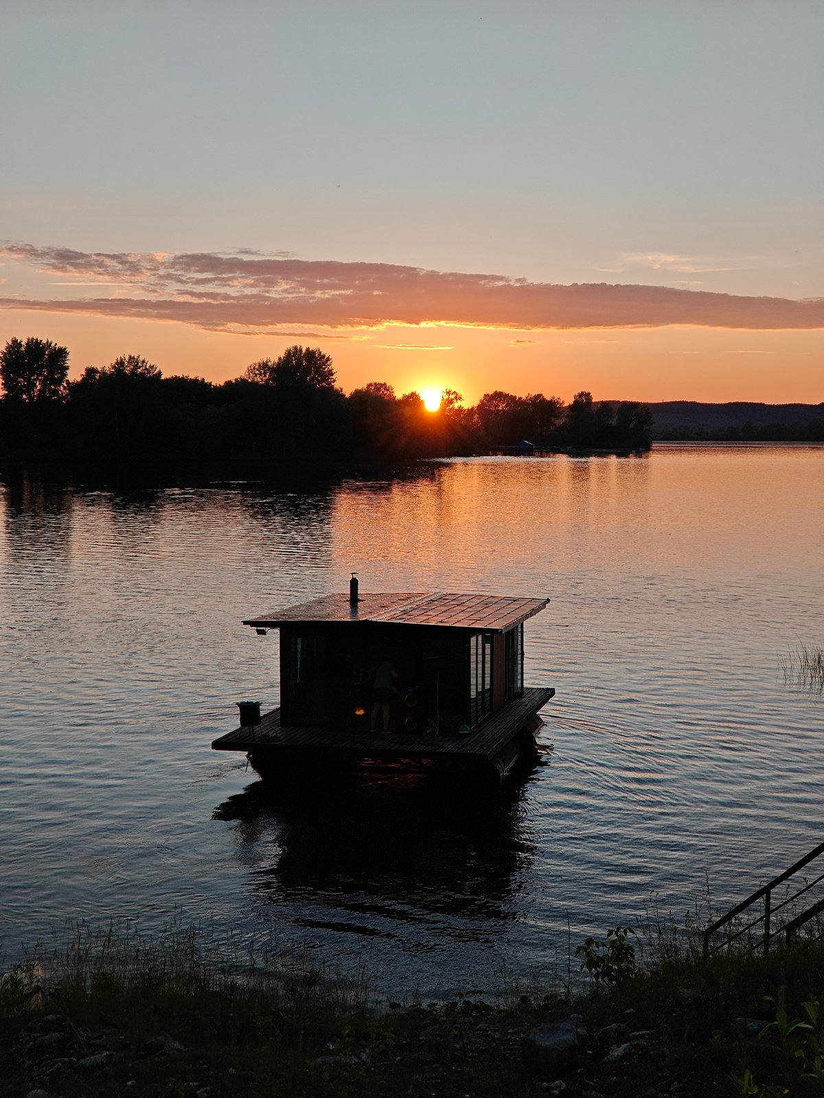 Sunset documented along Kama River in Russian town