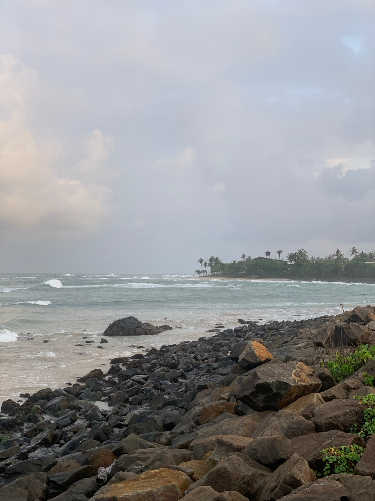 Overcast morning on a rocky Sri Lankan shoreline