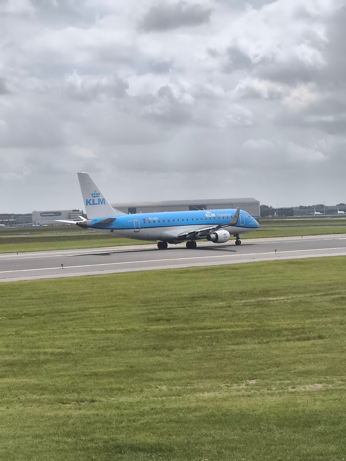 KLM aircraft spotted on runway during overcast morning