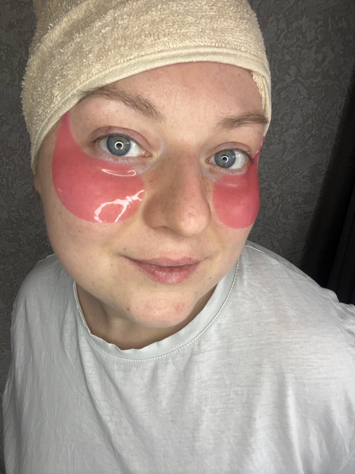 Woman receives beauty treatment with eye patches in Russia