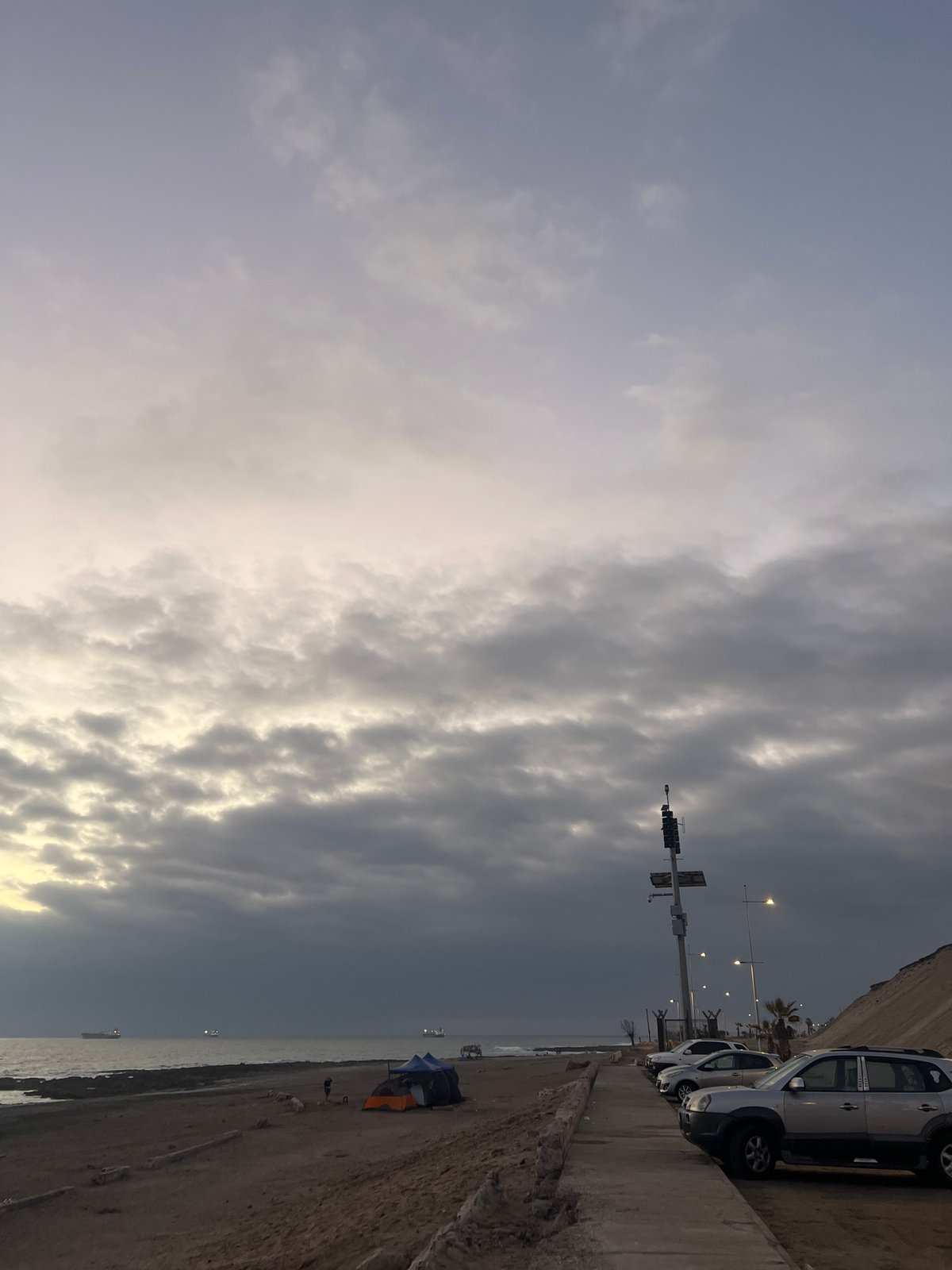 Evening coastal scenes captured in Arica, Chile