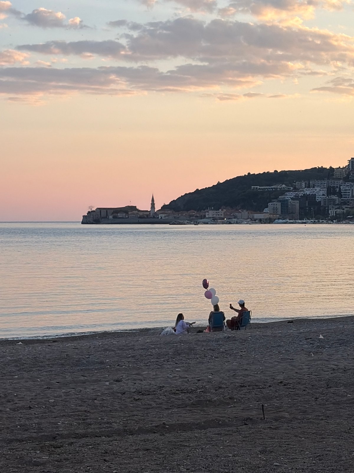 Sunset skies captured from coast and highway in Budva