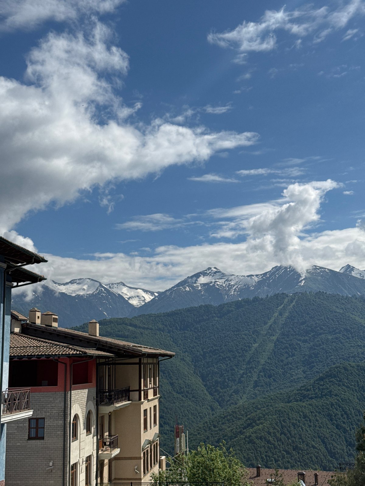Morning mountain views captured at Estosadok resort, Russia