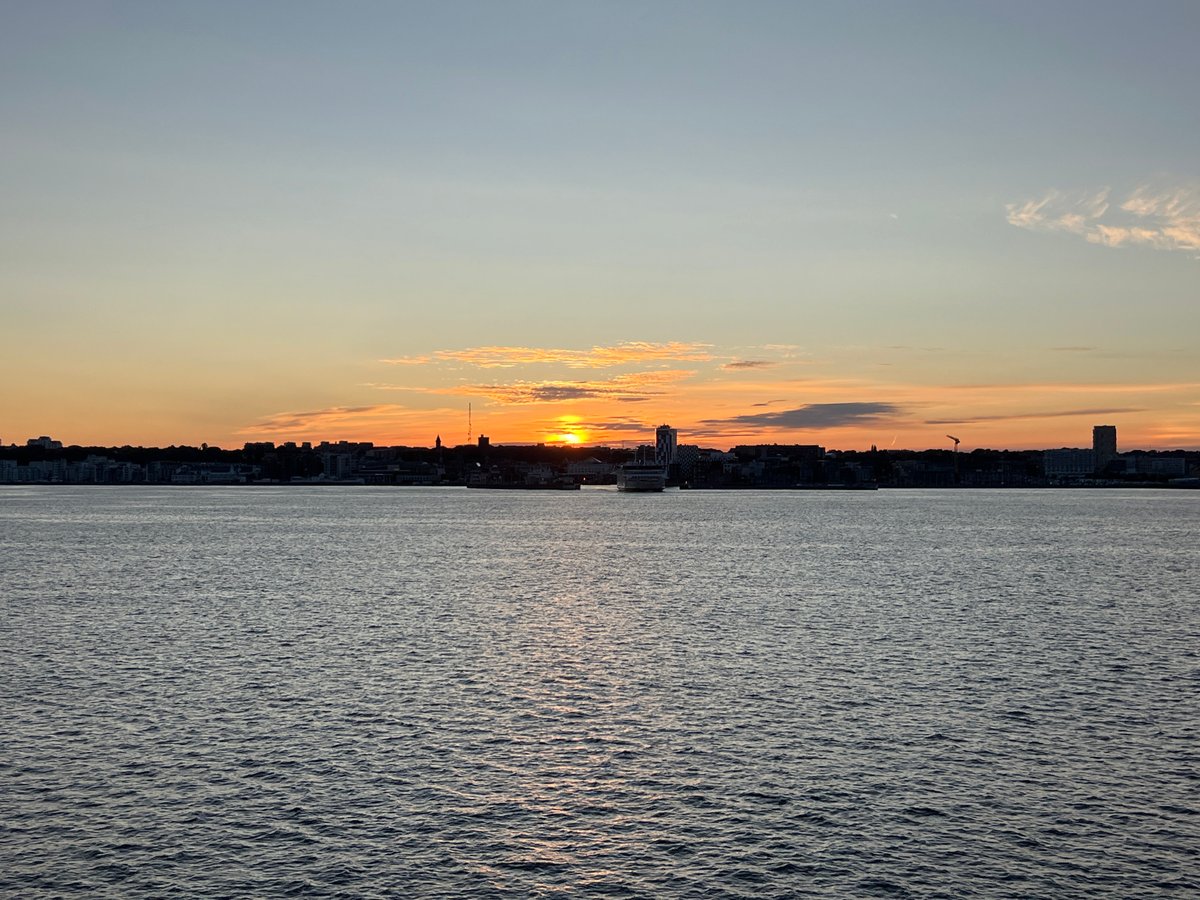 Golden sunset fades over the Öresund strait near Helsingborg