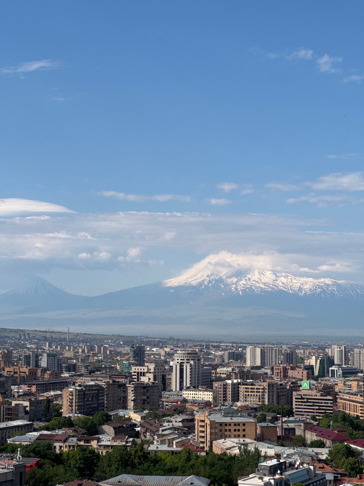 Dawn panoramic views captured of Yerevan cityscape from elevated viewpoint