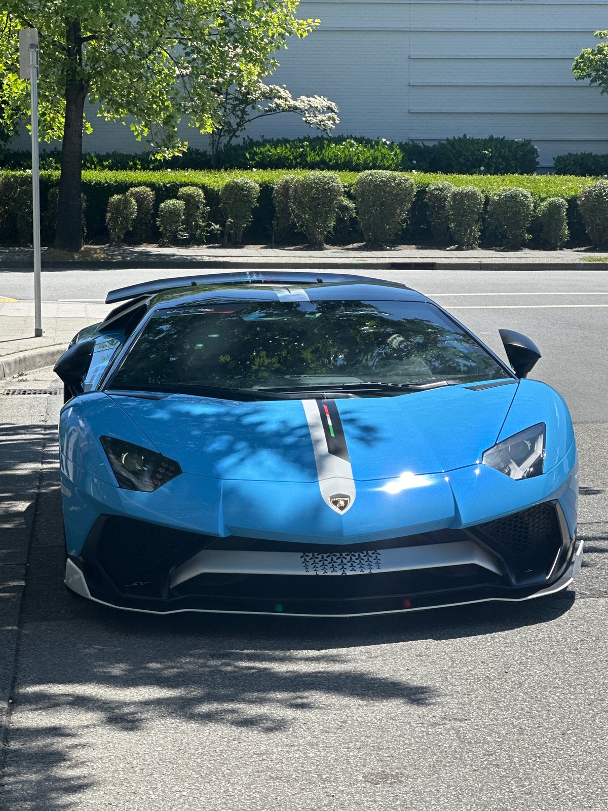 Blue Lamborghini Aventador parked on a Coquitlam street