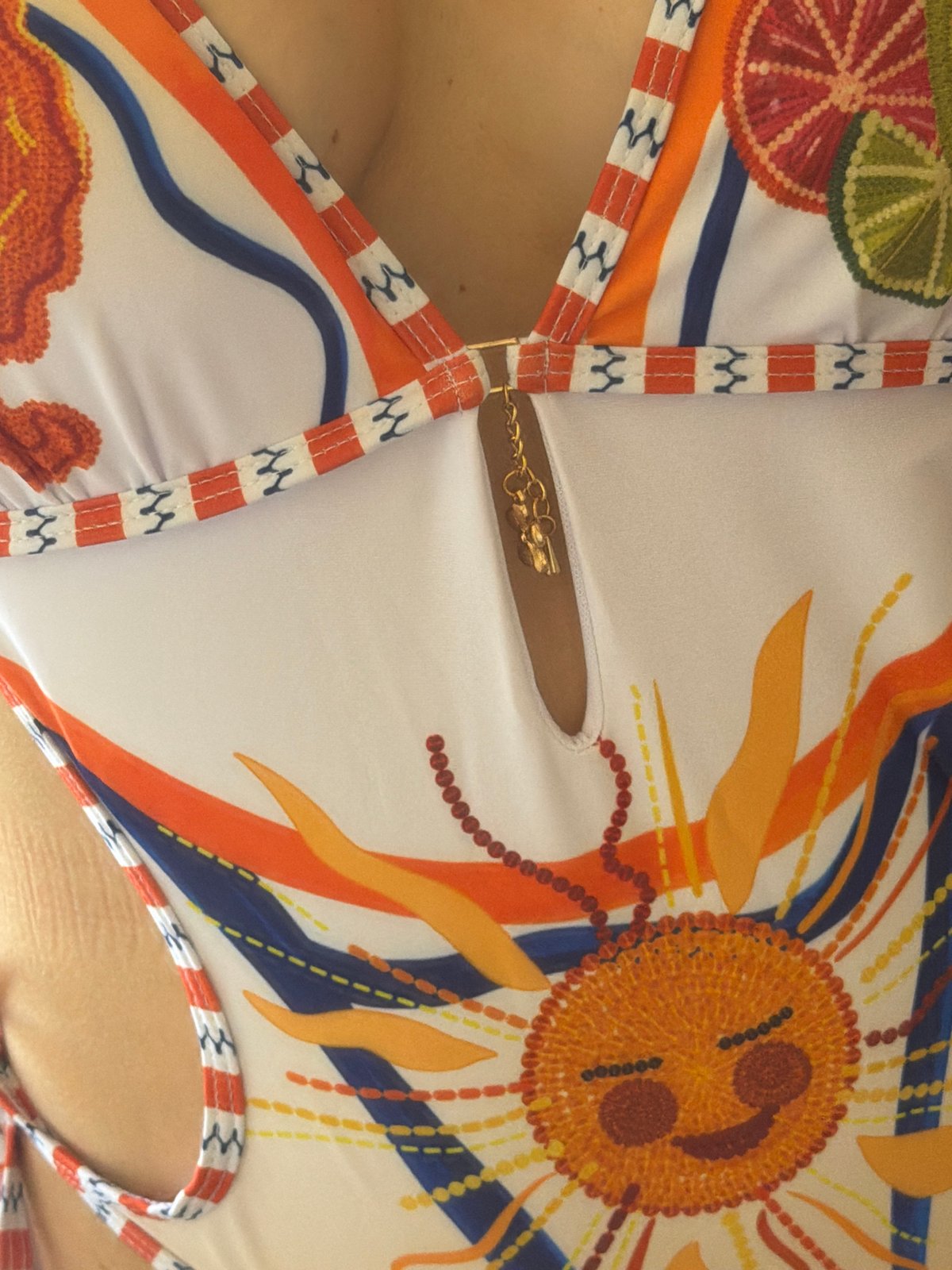 Beach-ready outfit check in a Cyprus bathroom, swimsuit edition