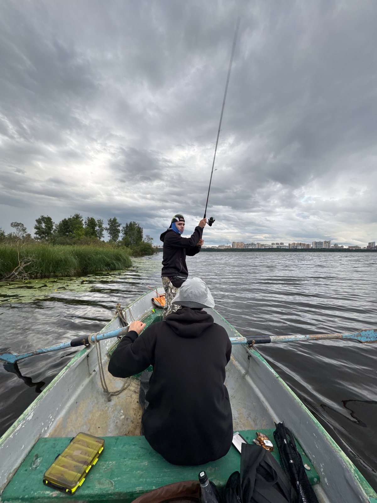 Boating through lily pad-lined waterways near Saint Petersburg