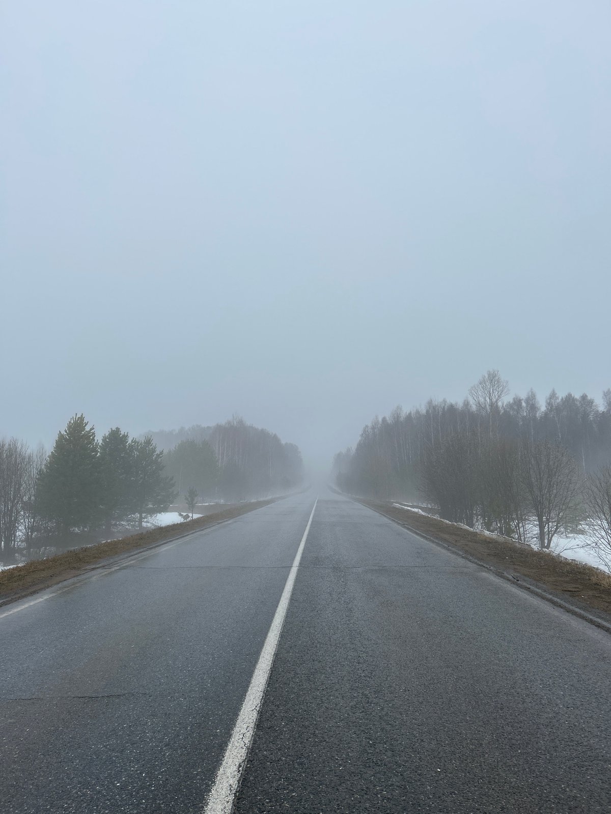 Dense fog creates hazardous driving conditions in Уральское, Russia