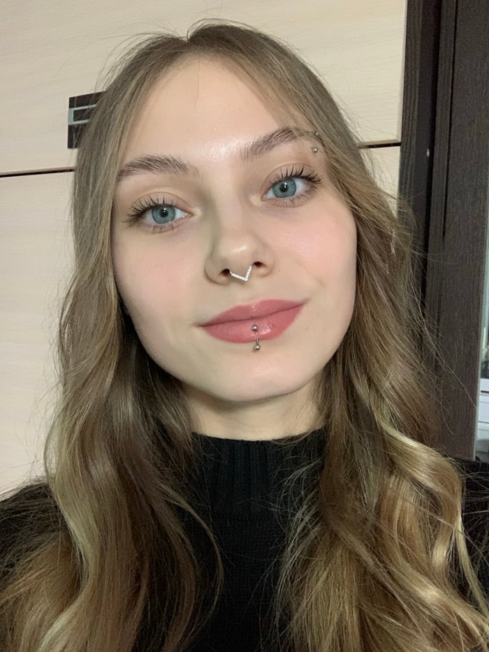 Morning selfie session captured in rural Russian village