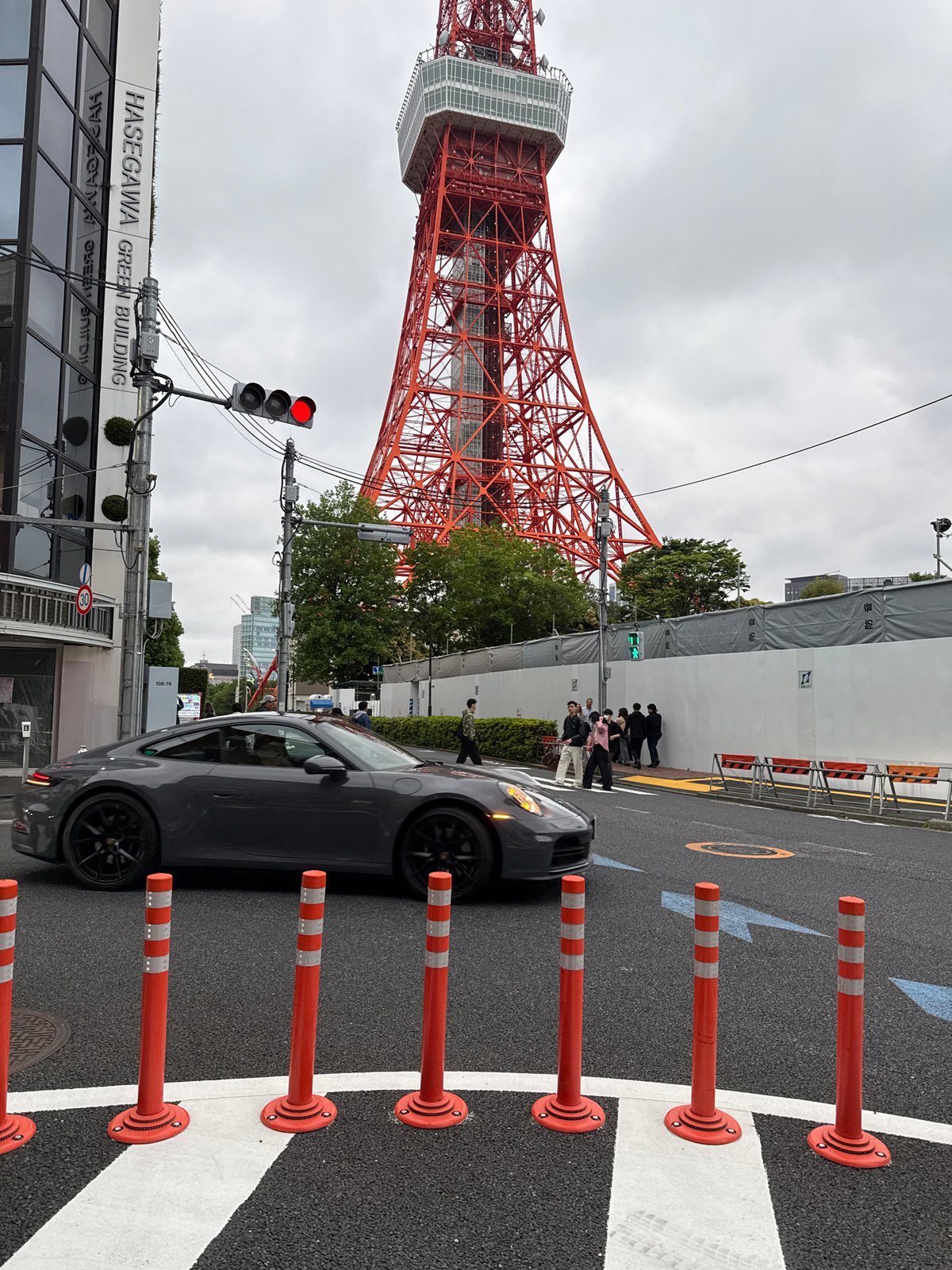 Tokyo Tower photographed under overcast skies in Minato