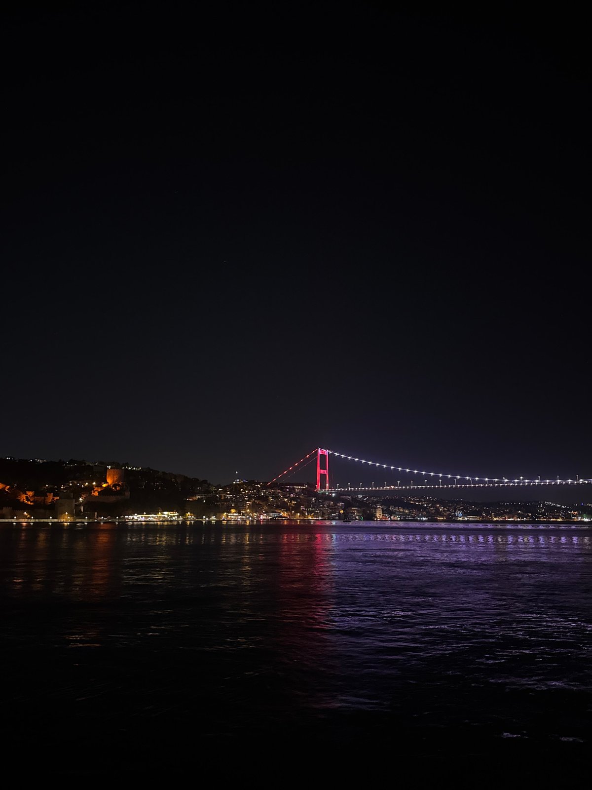 Nighttime Bosphorus Bridge views captured from Beykoz district