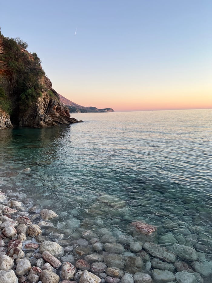 Sunset documented along Montenegro coast near Rafailovići February 26