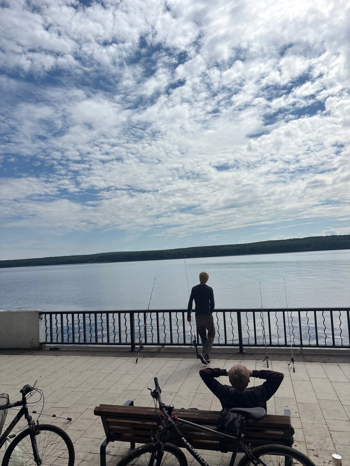 Morning fitness group exercises along Chaikovsky waterfront