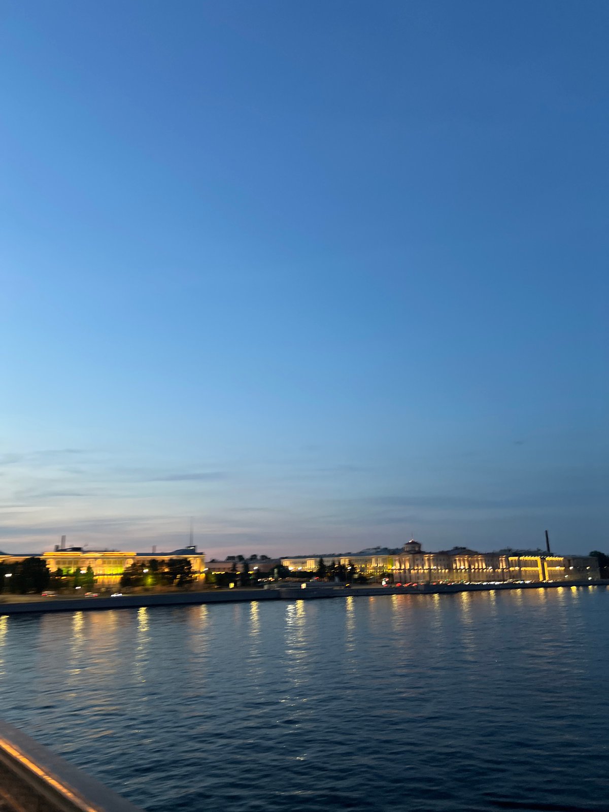 Twilight observations captured along Saint Petersburg's Neva River embankment