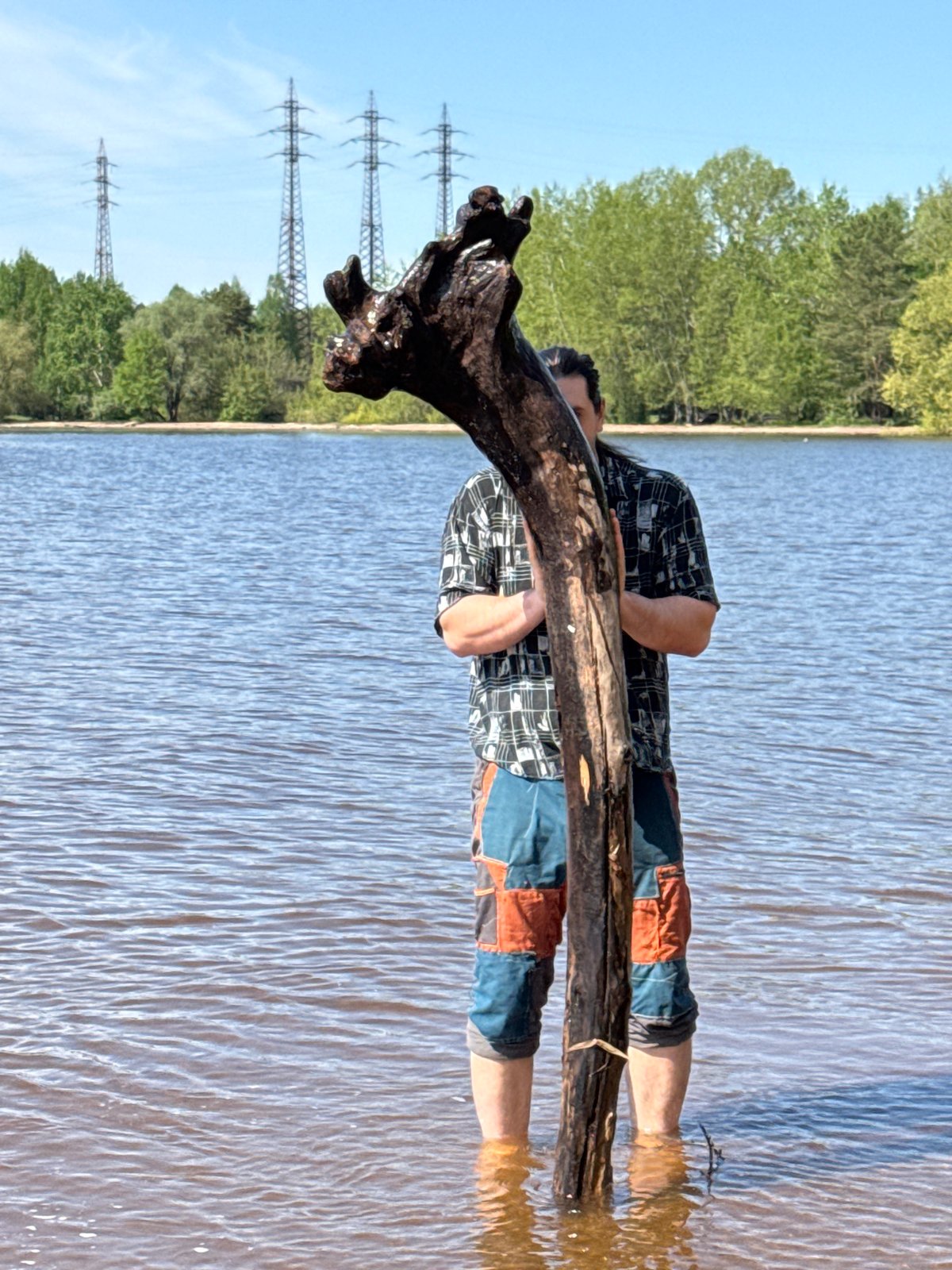 Early morning driftwood collecting documented on Russian beach