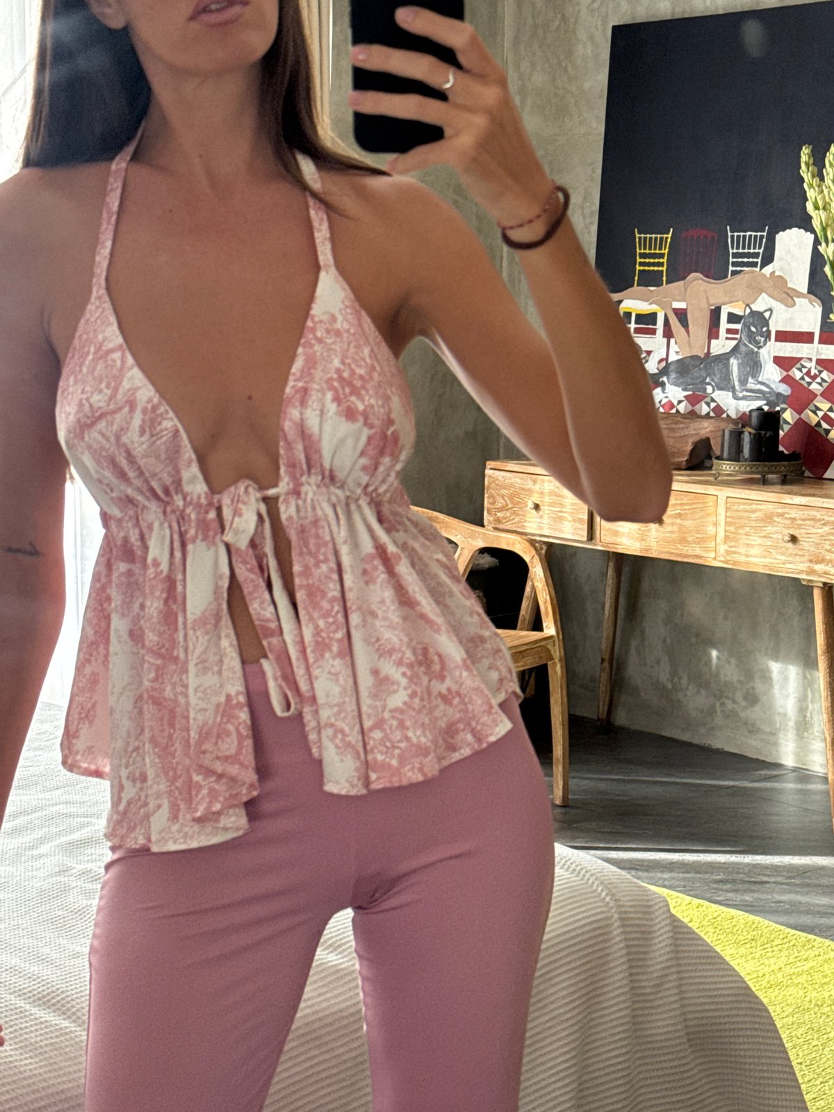 Woman takes bedroom selfies in North Kuta, Indonesia