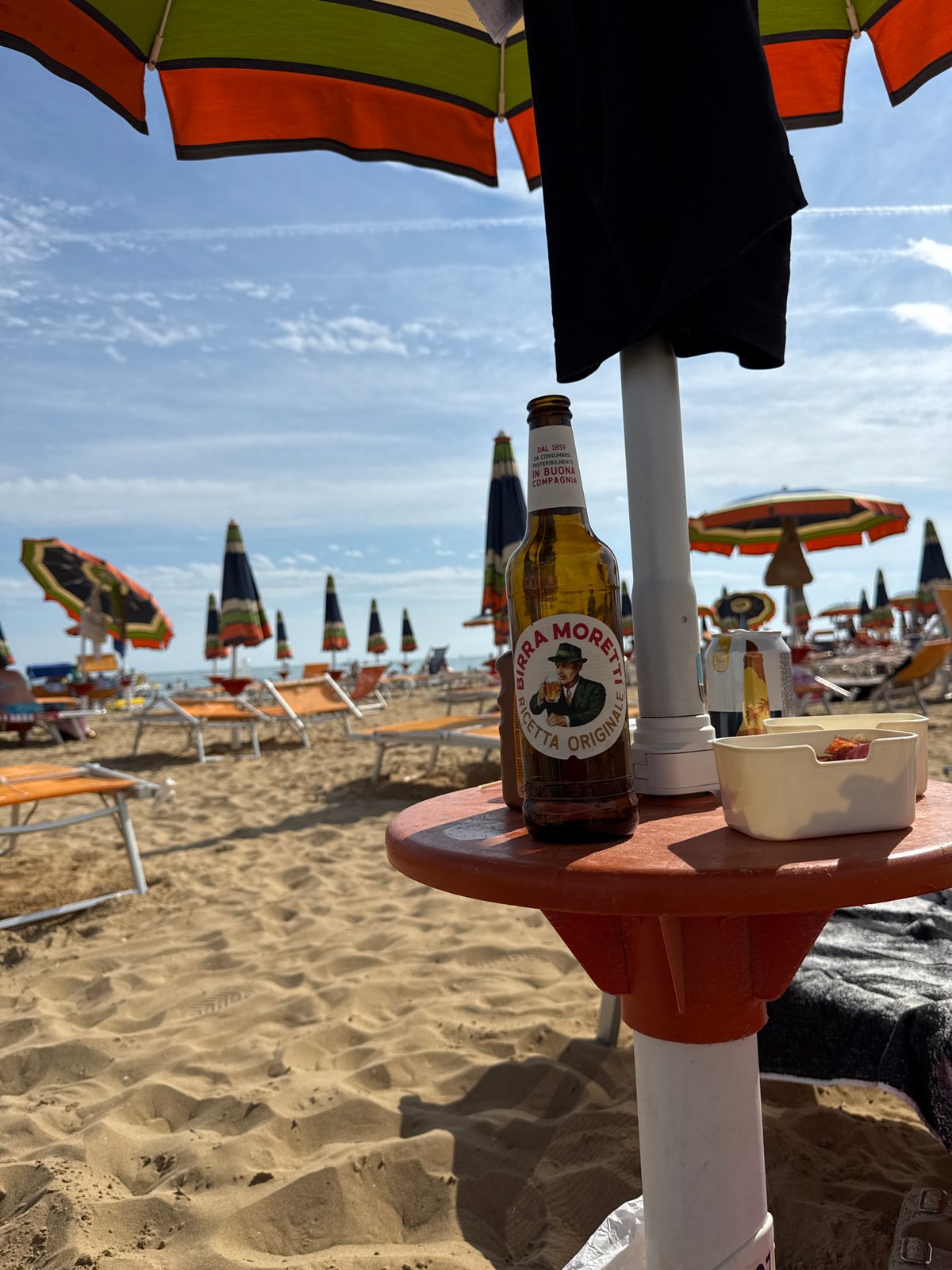 Birra Moretti on the beach at Bibione, Italy