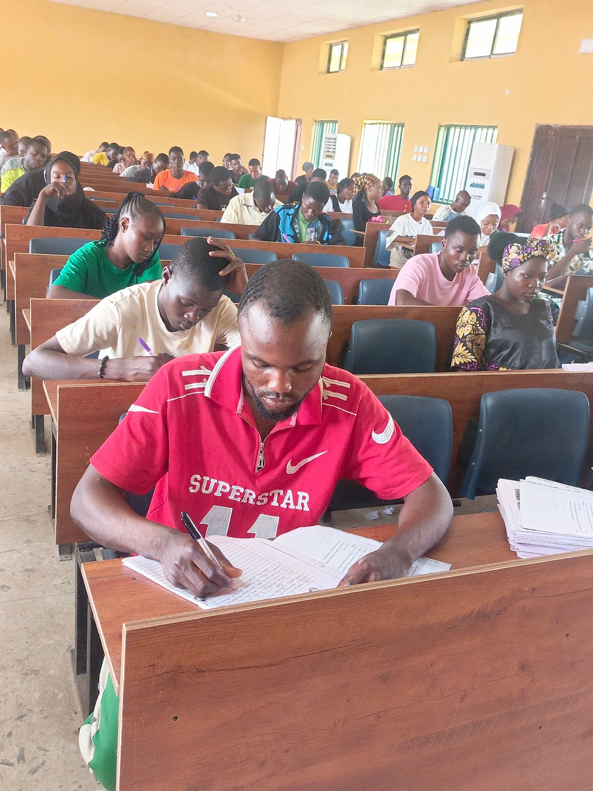 Students attend morning classes in Akwanga, Nigeria lecture halls