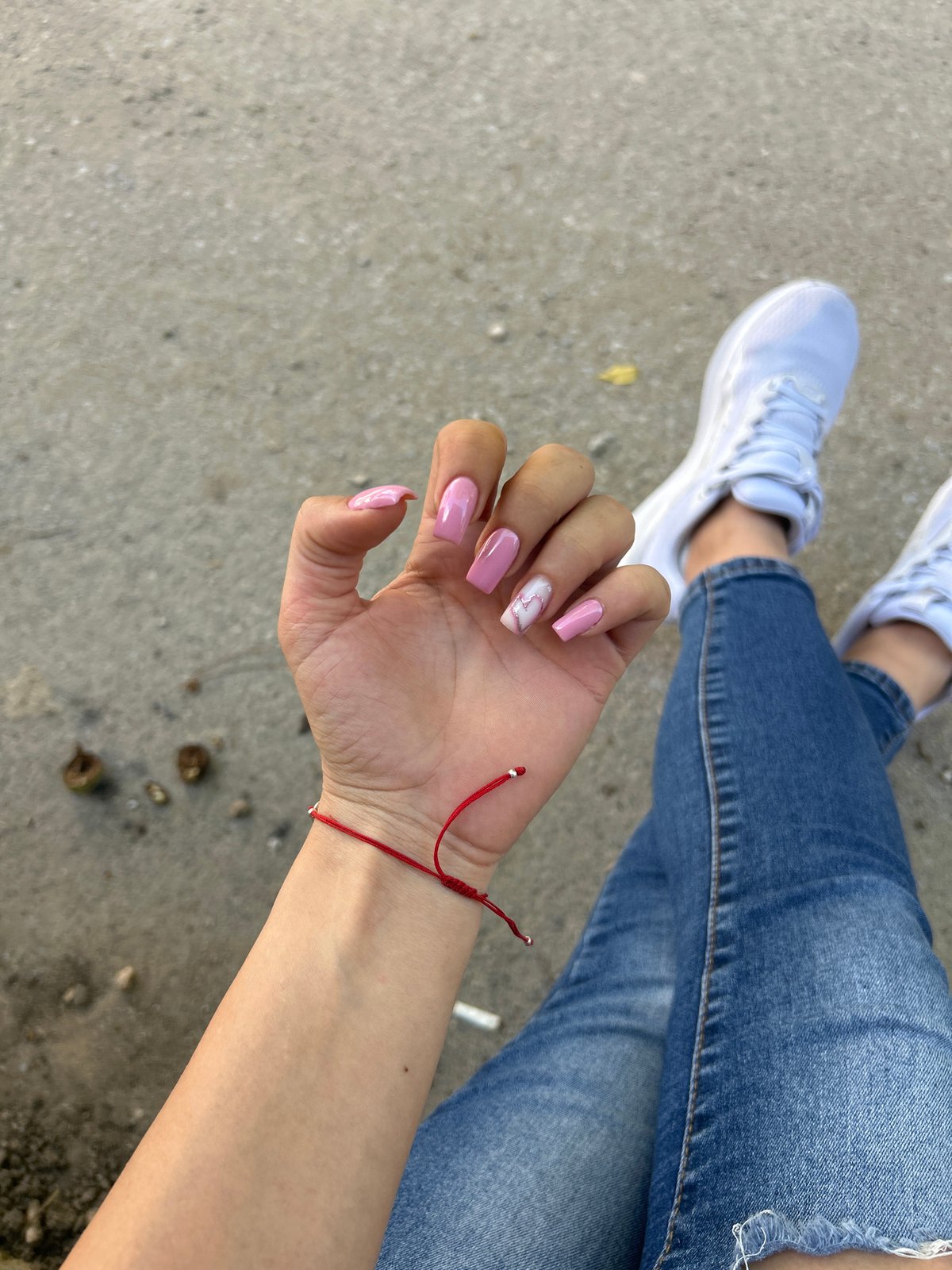 Afternoon snapshots: decorated nails, sky with power lines, parked car
