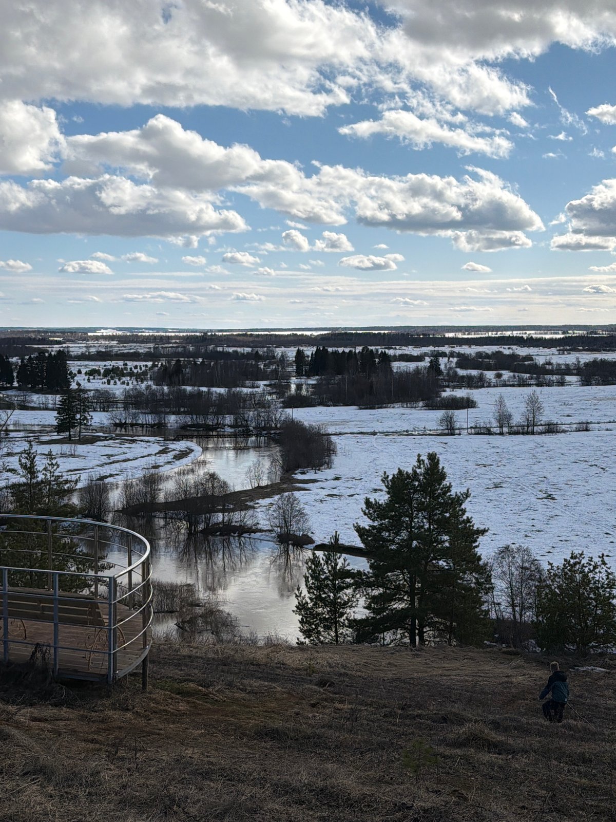 Spring landscape scenes documented along Sundur riverbank in Russia