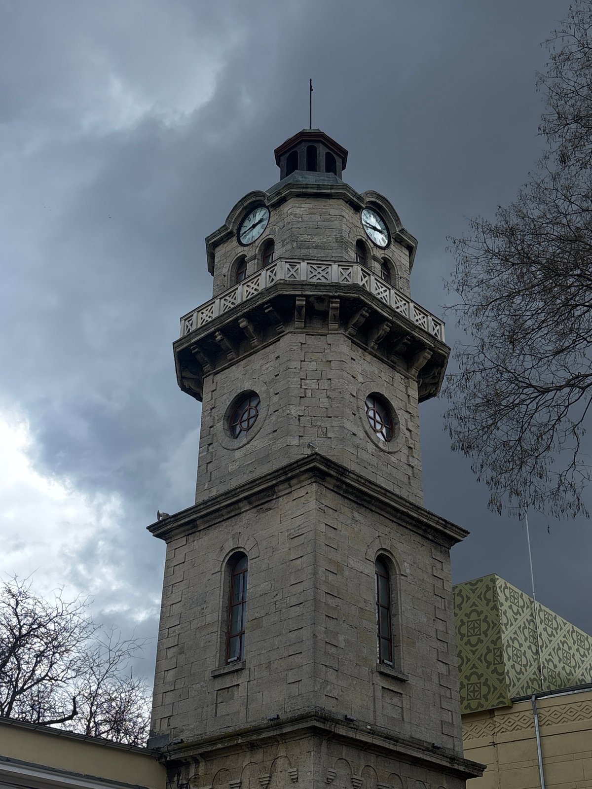 Clock Tower photographed in Varna, Bulgaria under overcast skies