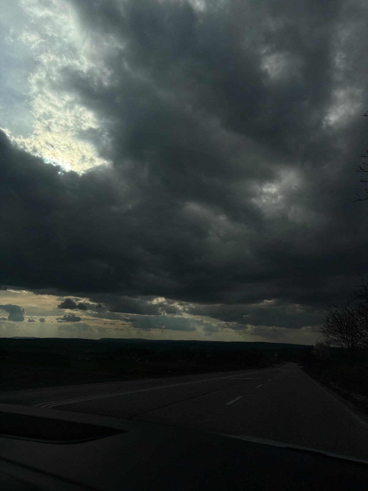 Driver encounters stormy skies on Bulgarian road