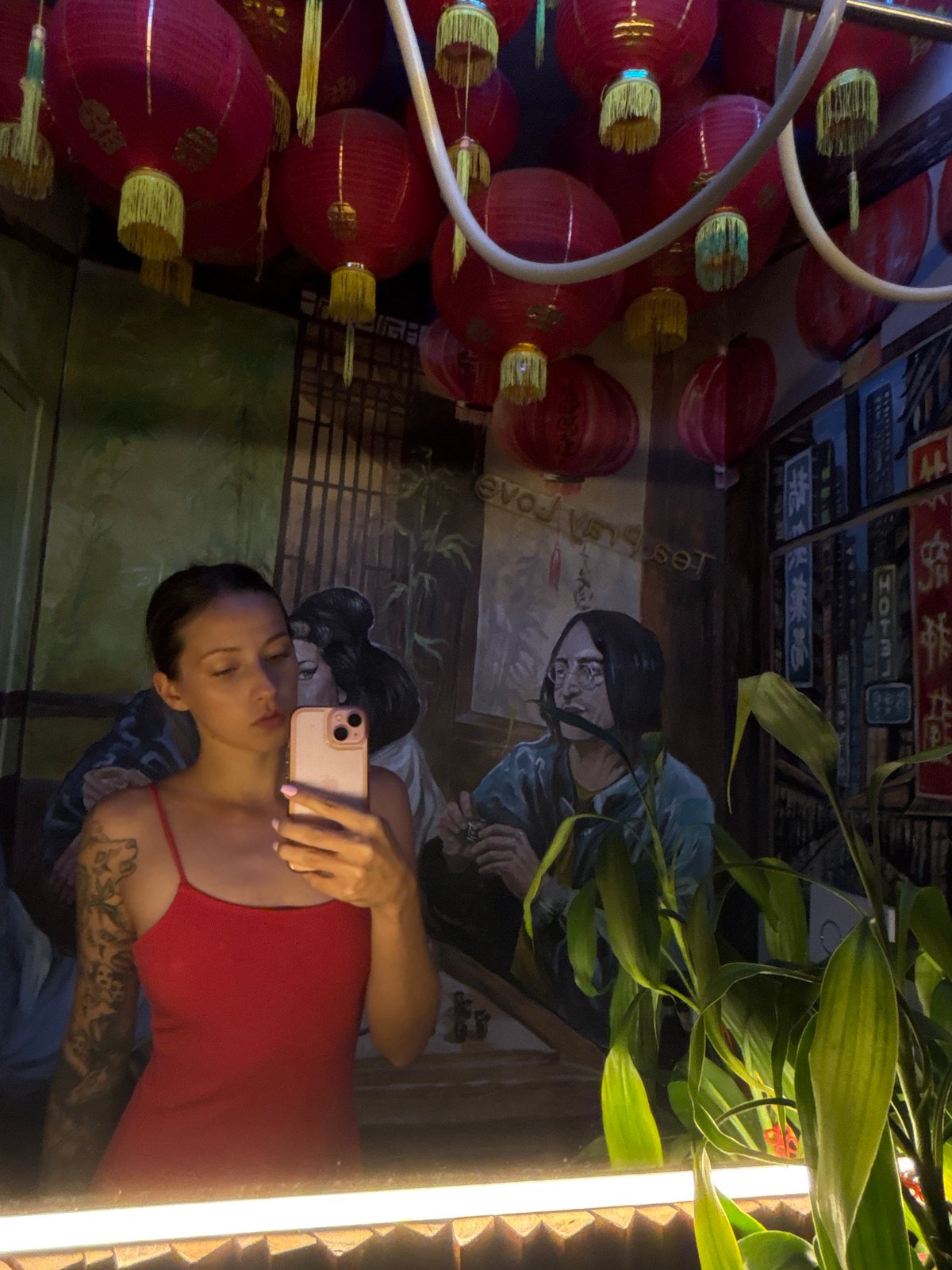 Tourist documents Asian-themed bar interiors in North Kuta