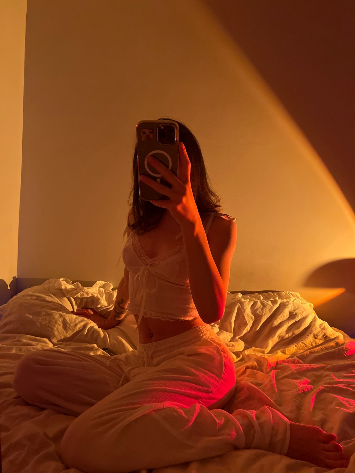 Evening bedroom selfie session in Ternopil, Ukraine