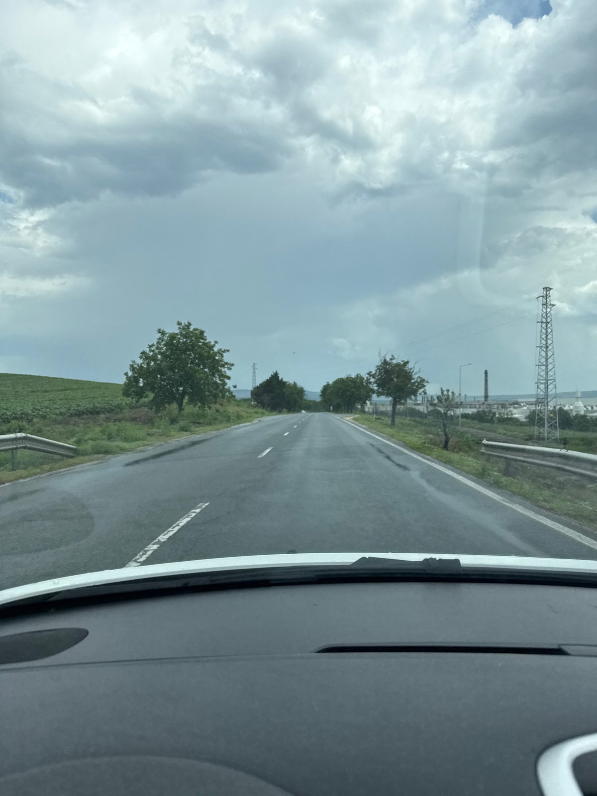Driver navigates overcast roads in Shumen, Bulgaria