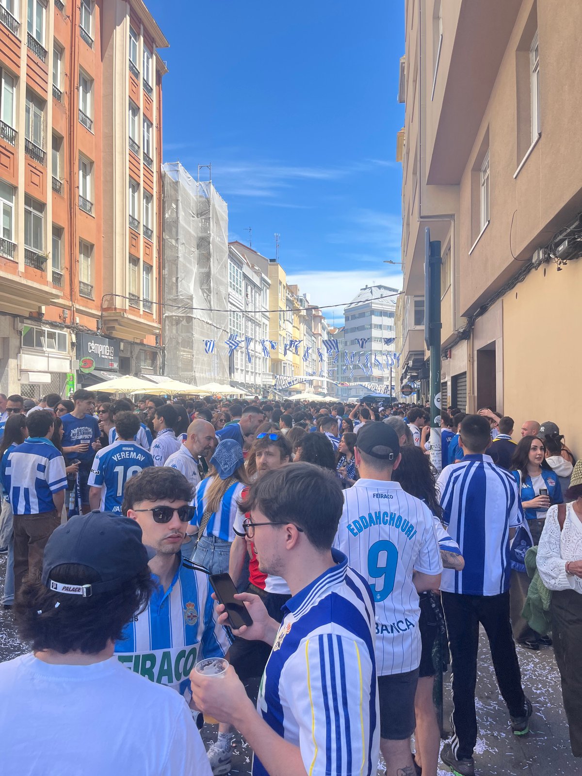 Deportivo La Coruña supporters celebrate in A Coruña streets